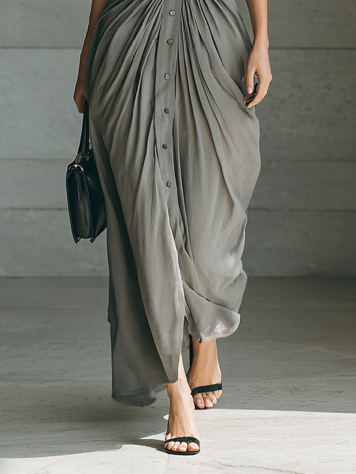 Susan | Long dress with lapel collar and long sleeves