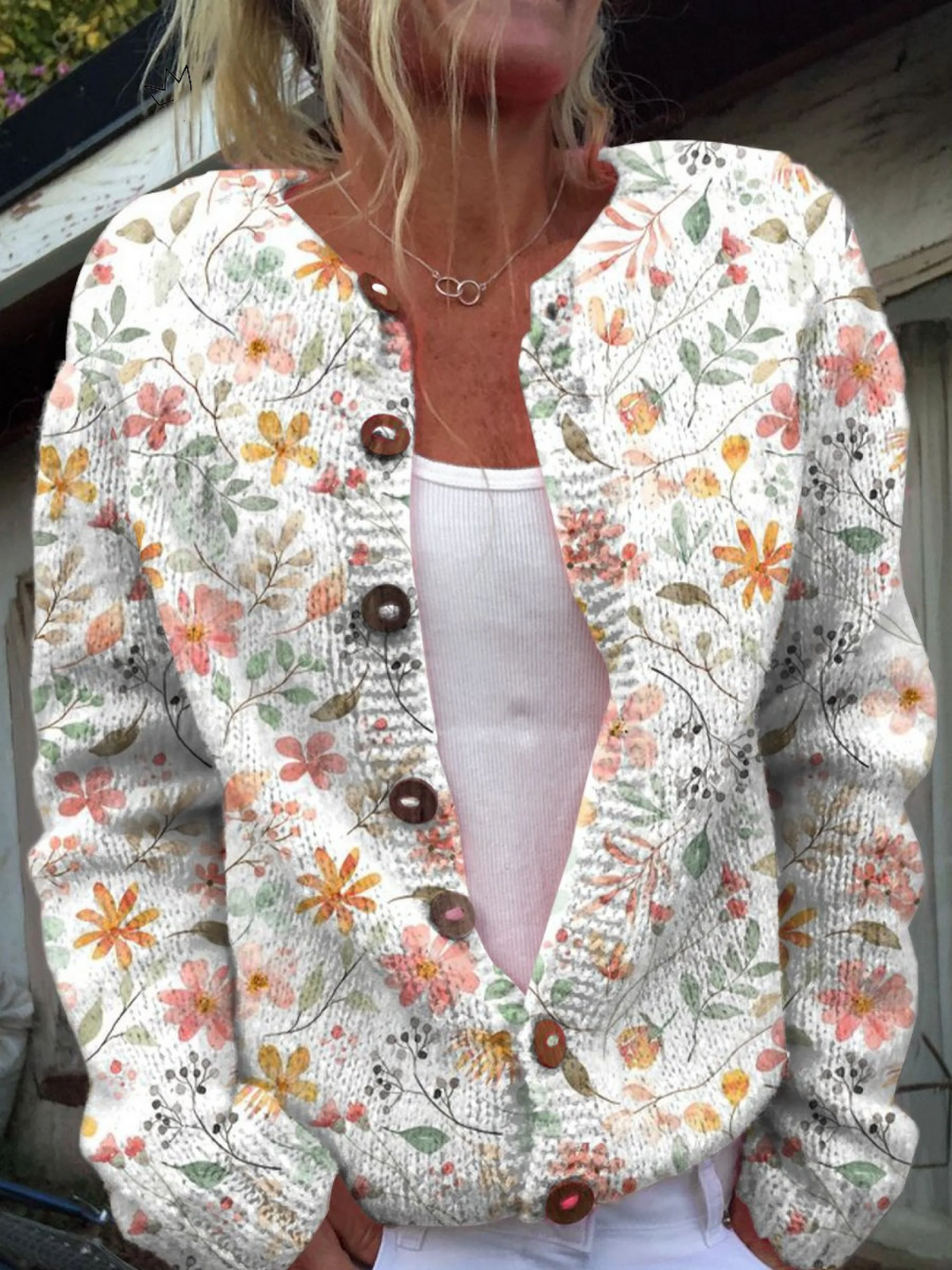 Greta | Watercolor Floral Handmade Knit Cardigan