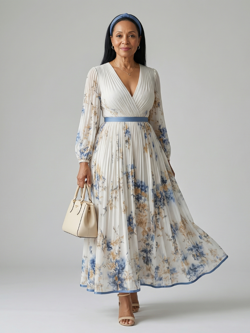 Ewa | Pleated Wrap Midi Dress