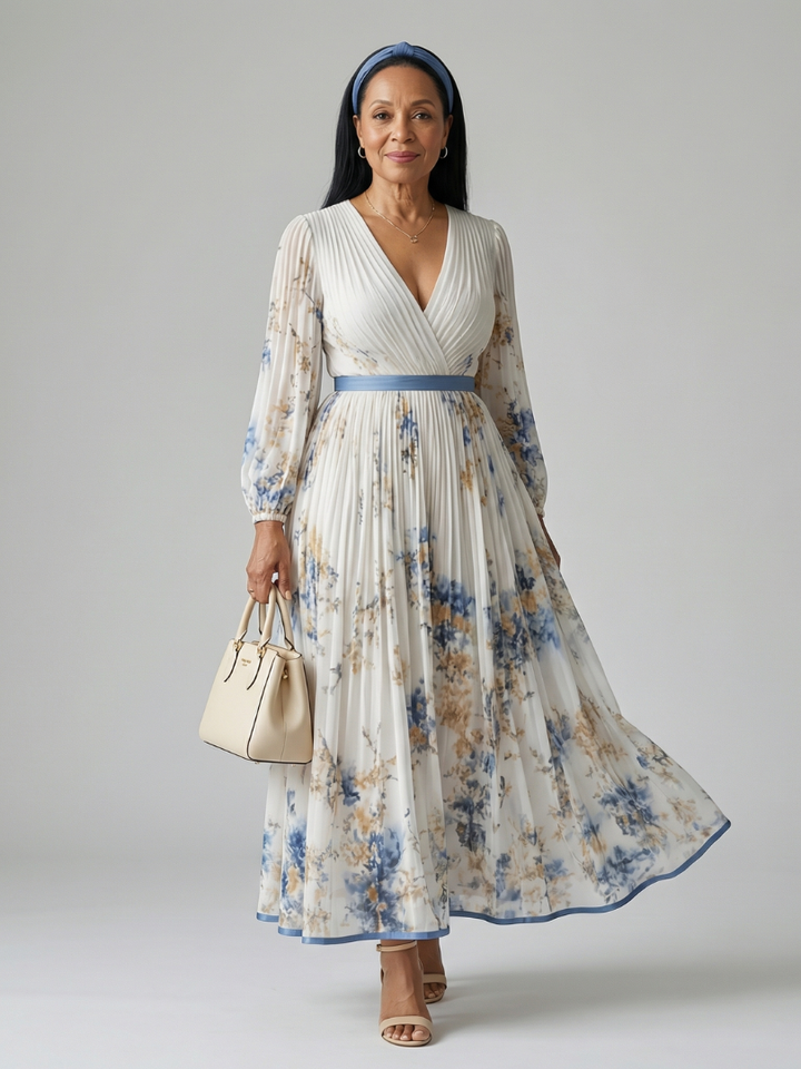 Ewa | Pleated Wrap Midi Dress