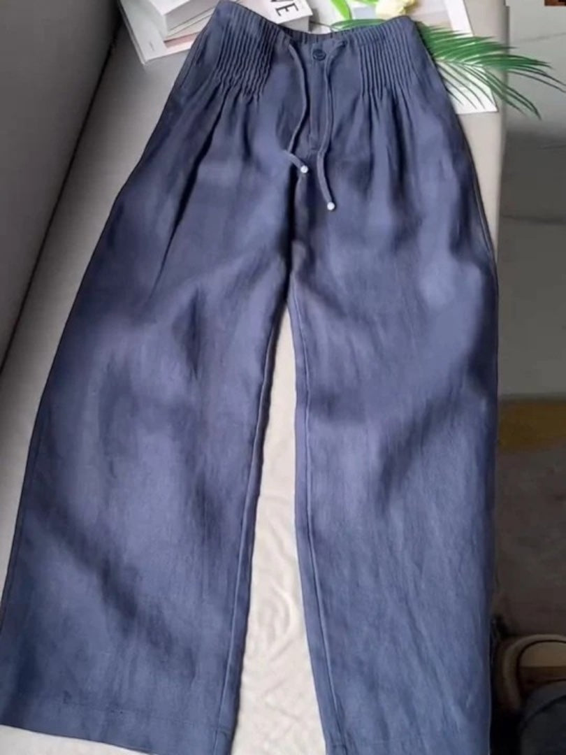 Camille | Wide-Leg Cotton-Linen Trousers