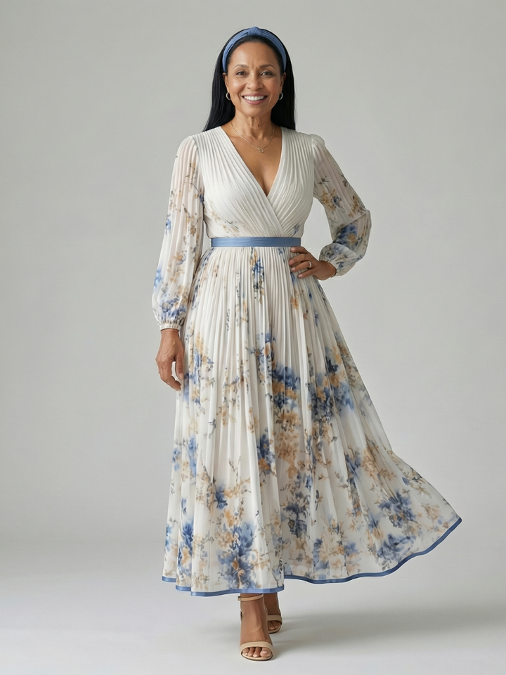 Ewa | Pleated Wrap Midi Dress