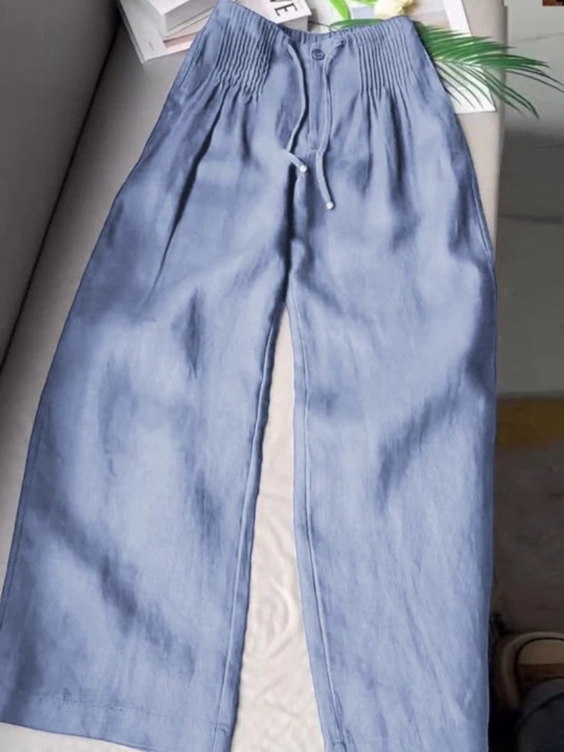Camille | Wide-Leg Cotton-Linen Trousers