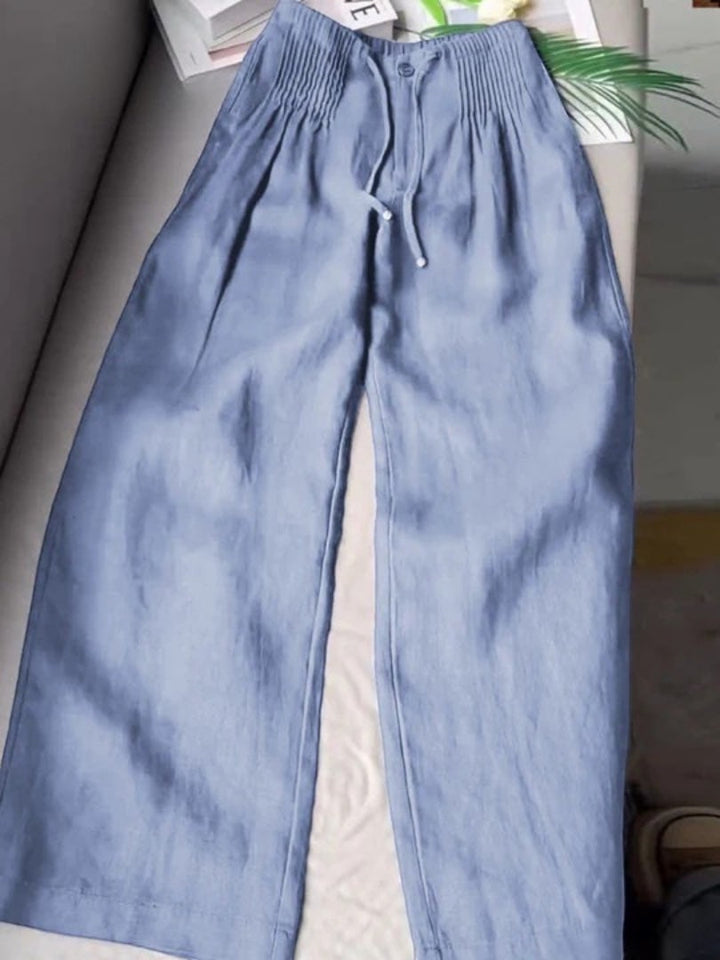 Camille | Wide-Leg Cotton-Linen Trousers