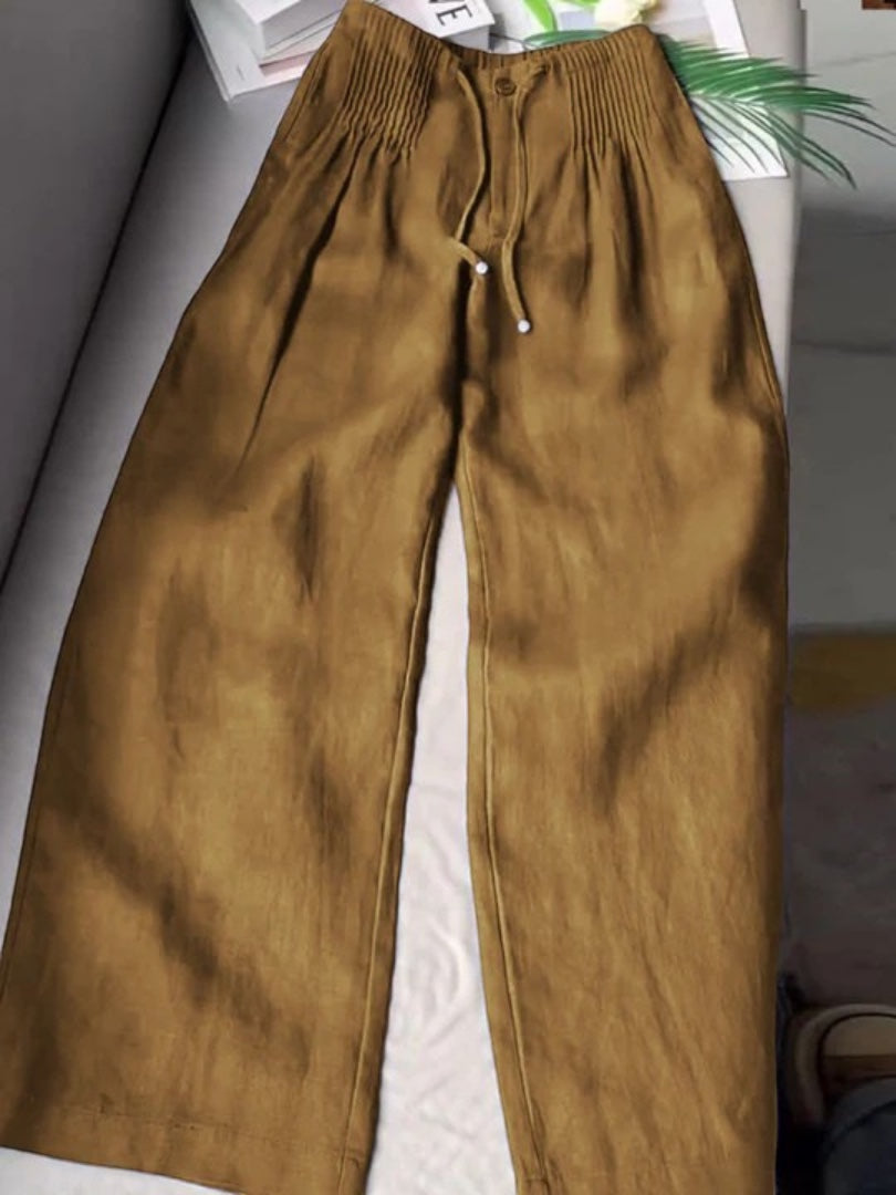 Camille | Wide-Leg Cotton-Linen Trousers