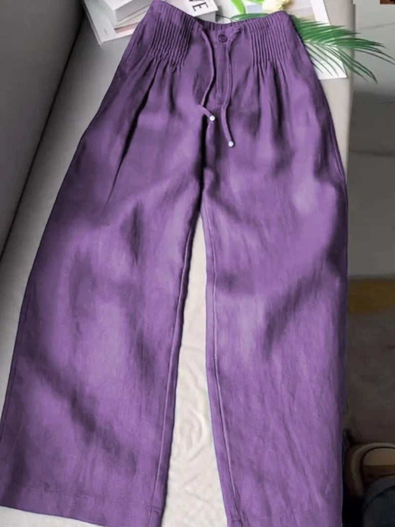 Camille | Wide-Leg Cotton-Linen Trousers