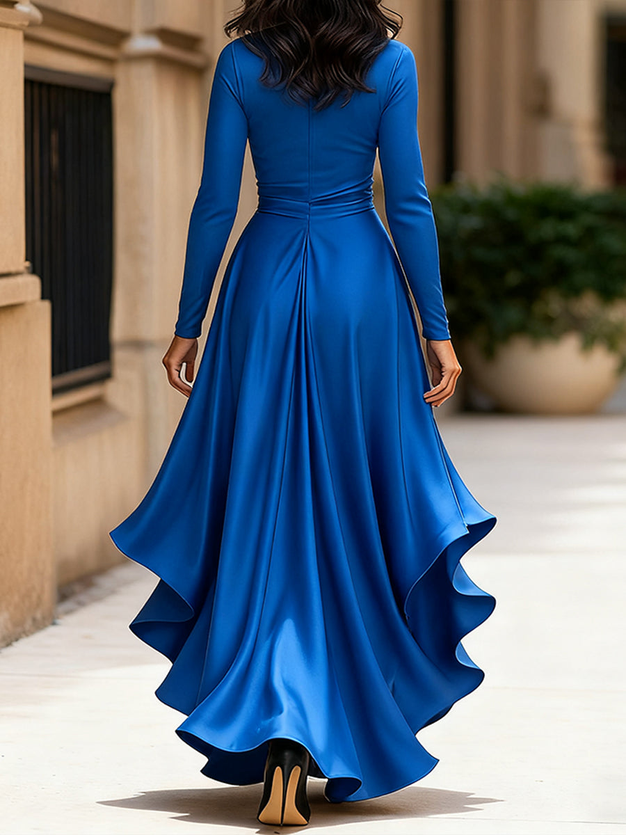 Darnie | Midnight Blue Satin Maxi Dress