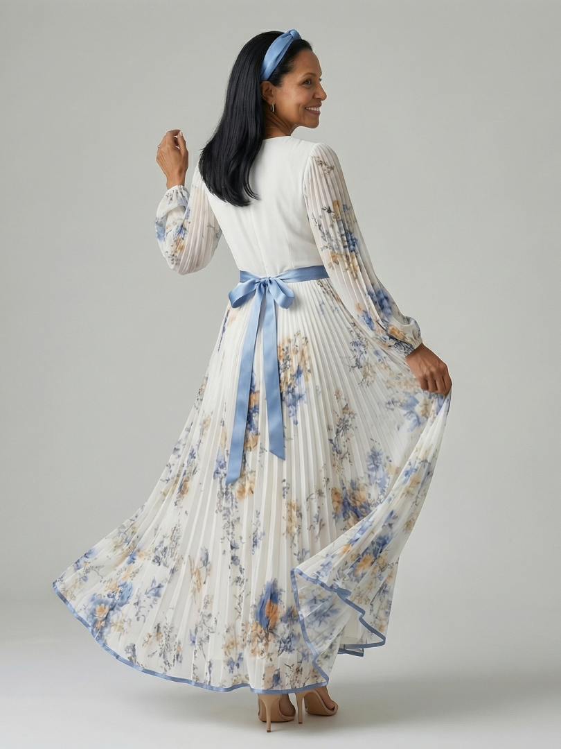 Ewa | Pleated Wrap Midi Dress