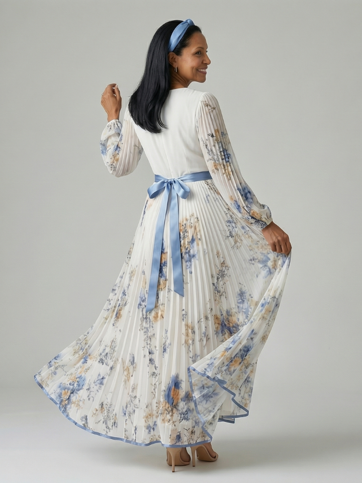 Ewa | Pleated Wrap Midi Dress