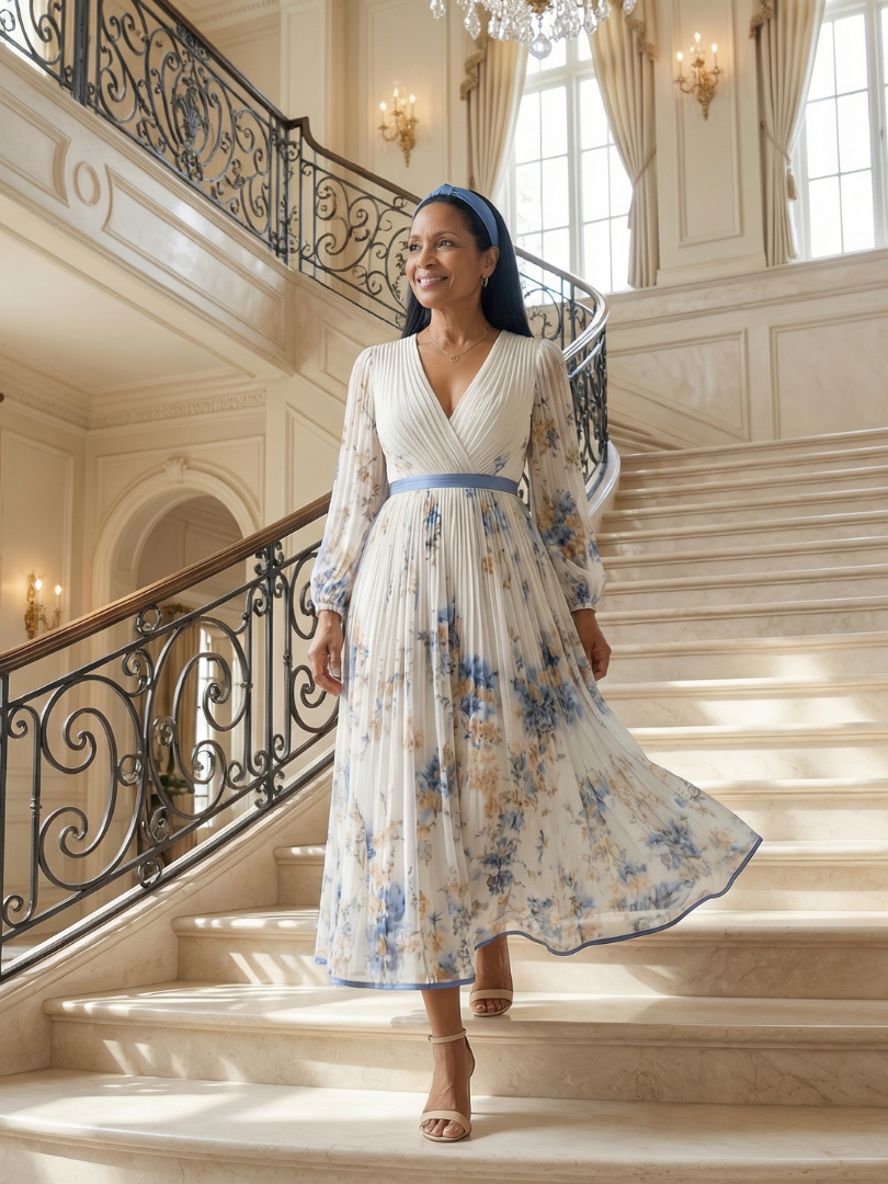 Ewa | Pleated Wrap Midi Dress