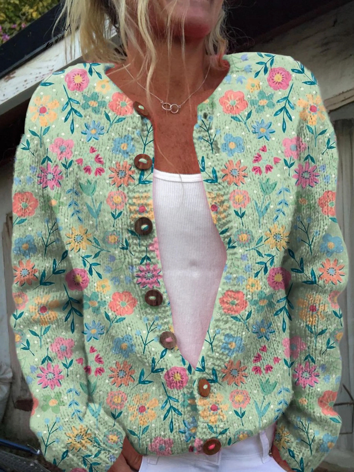 Foxfield | Vintage Floral Handmade Knit Cardigan