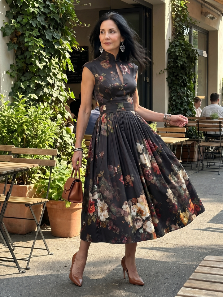 Monika | Floral Pleated Midi Dress