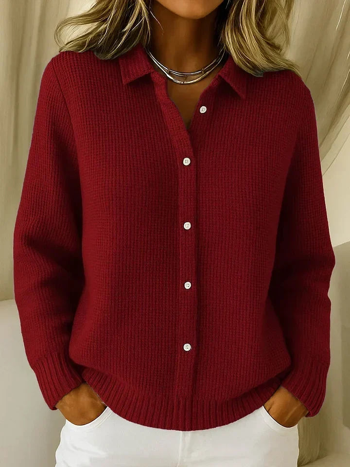 Lisa | Knit Cardigan with Shirt Collar