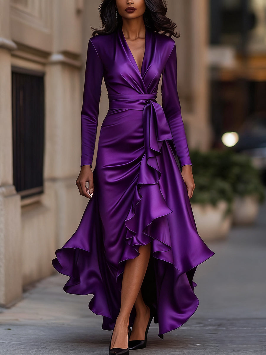 Darnie | Midnight Blue Satin Maxi Dress
