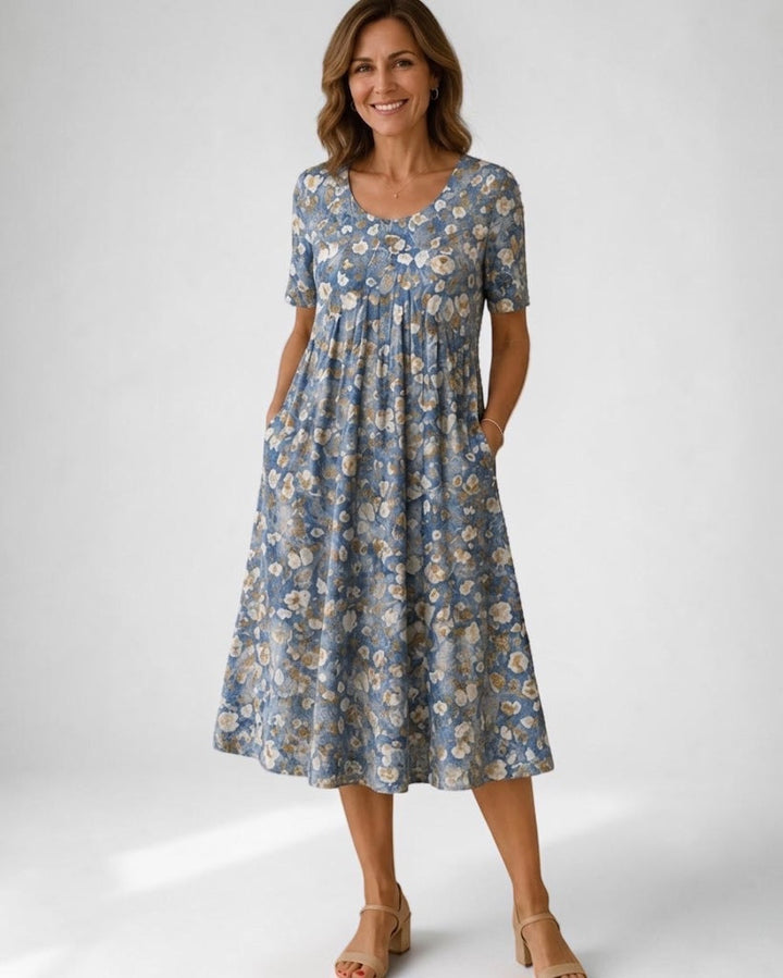 Geneviève | Classic Printed Midi Dress