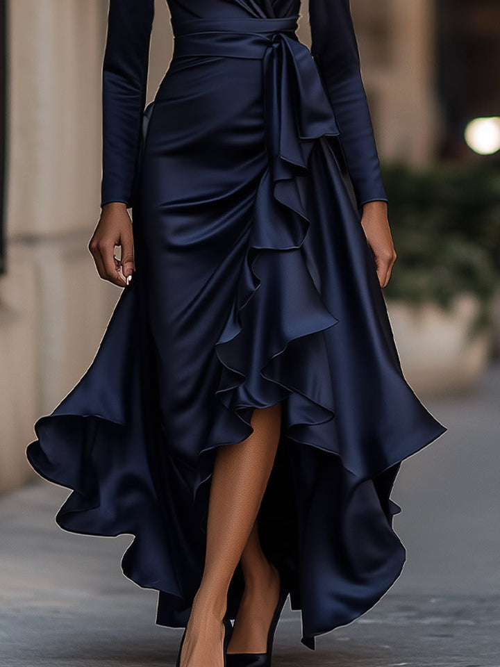 Darnie | Midnight Blue Satin Maxi Dress