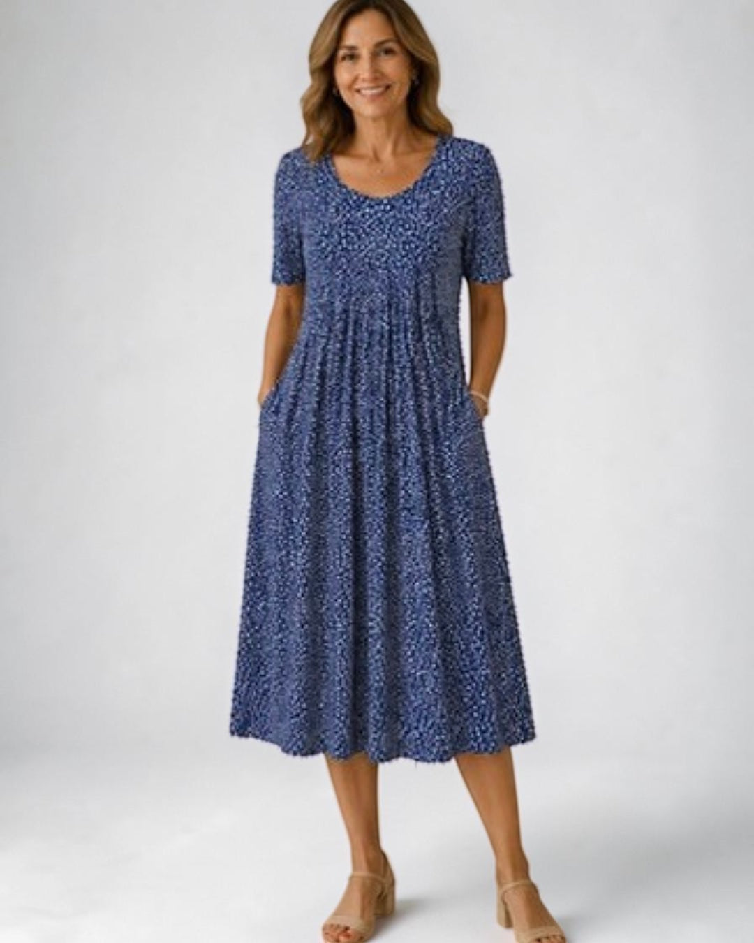 Geneviève | Classic Printed Midi Dress