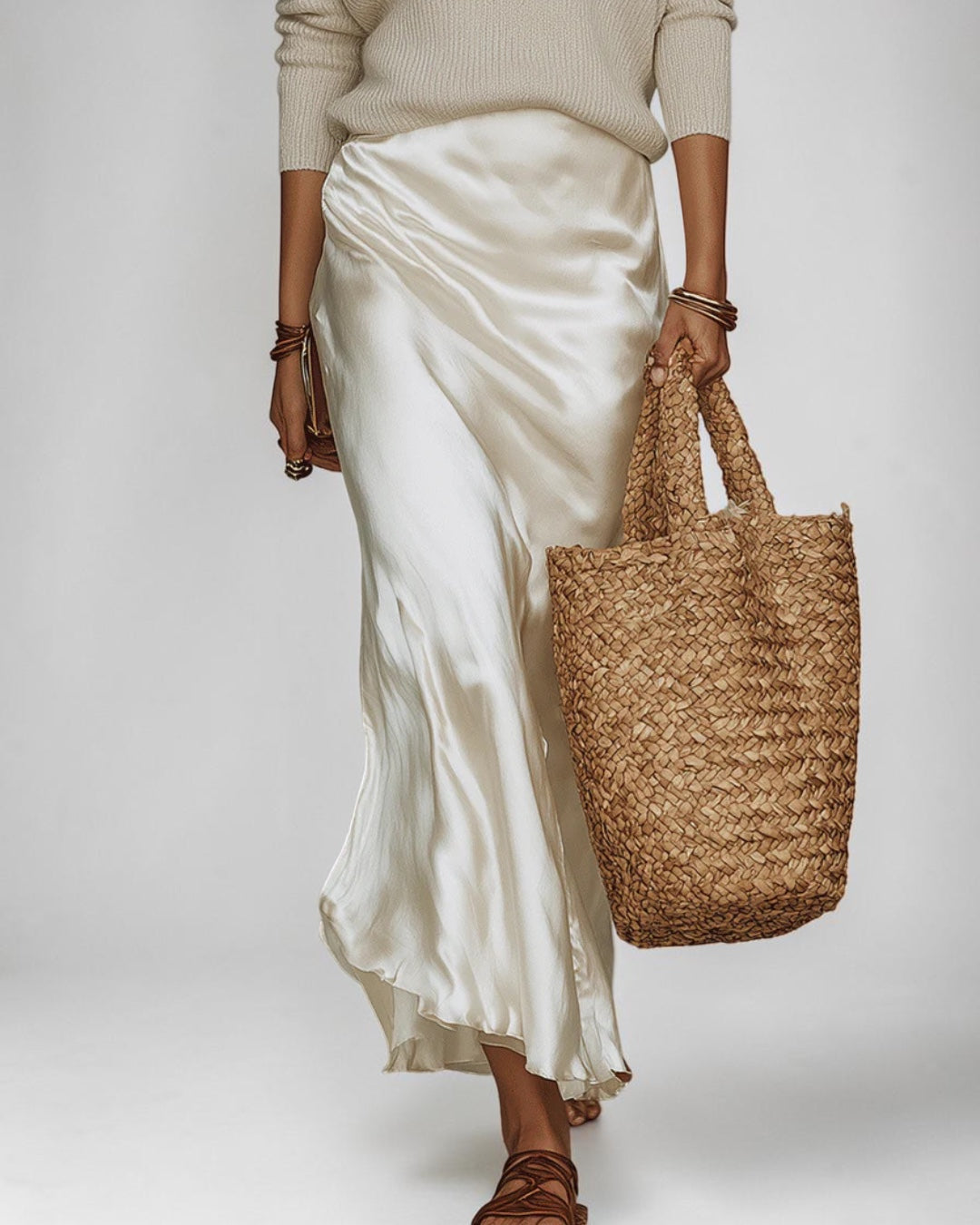 Betsy | Satin Midi Dress & Knit Set