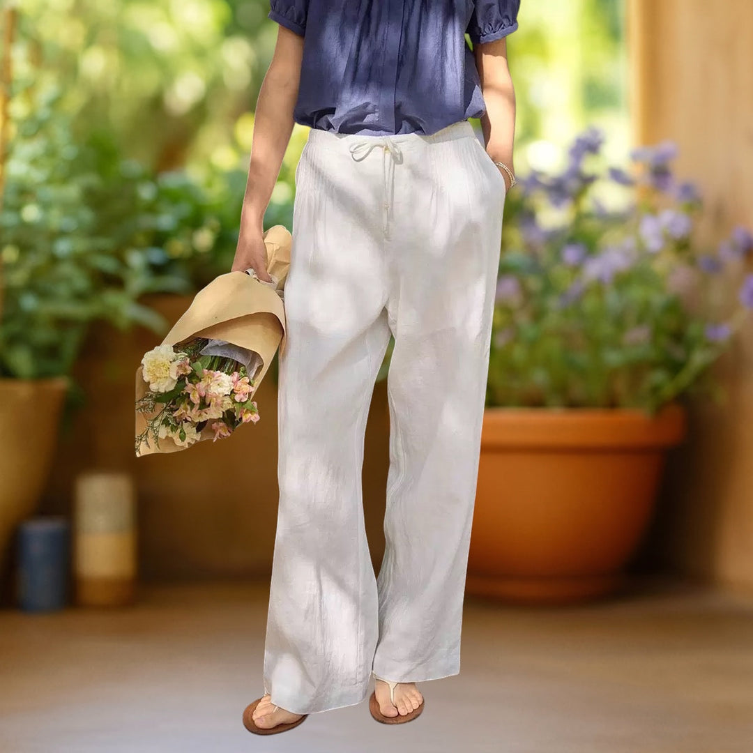 Camille | Wide-Leg Cotton-Linen Trousers