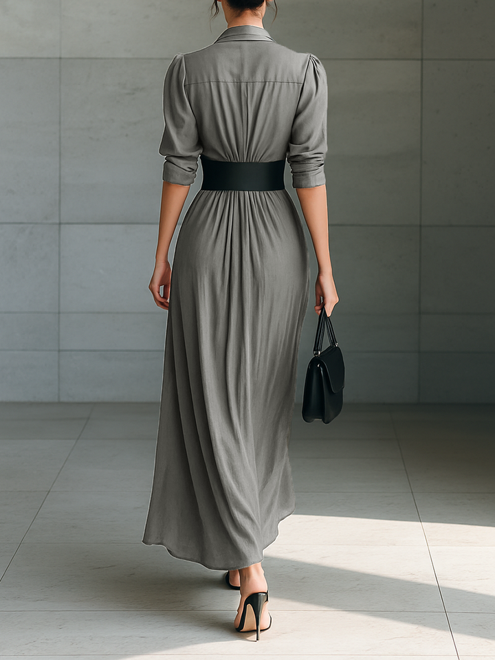 Susan | Long dress with lapel collar and long sleeves