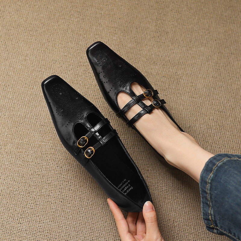Ceyla | Brogued Double-Strap Mary Jane Flat