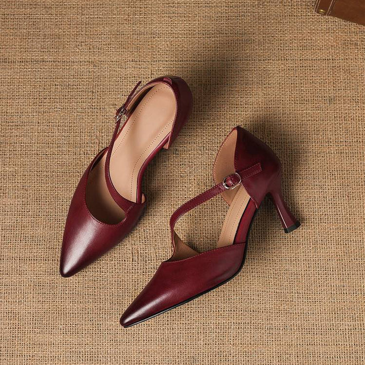 Avena | Genuine Leather Crossover Strap Heels