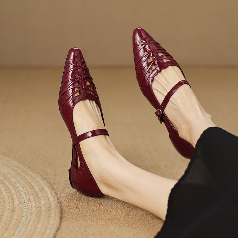 Quenby | Pointed Lattice-Cut Mary Jane Flat