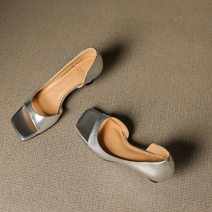 Celin | Peep Toe Genuine Leather Heels