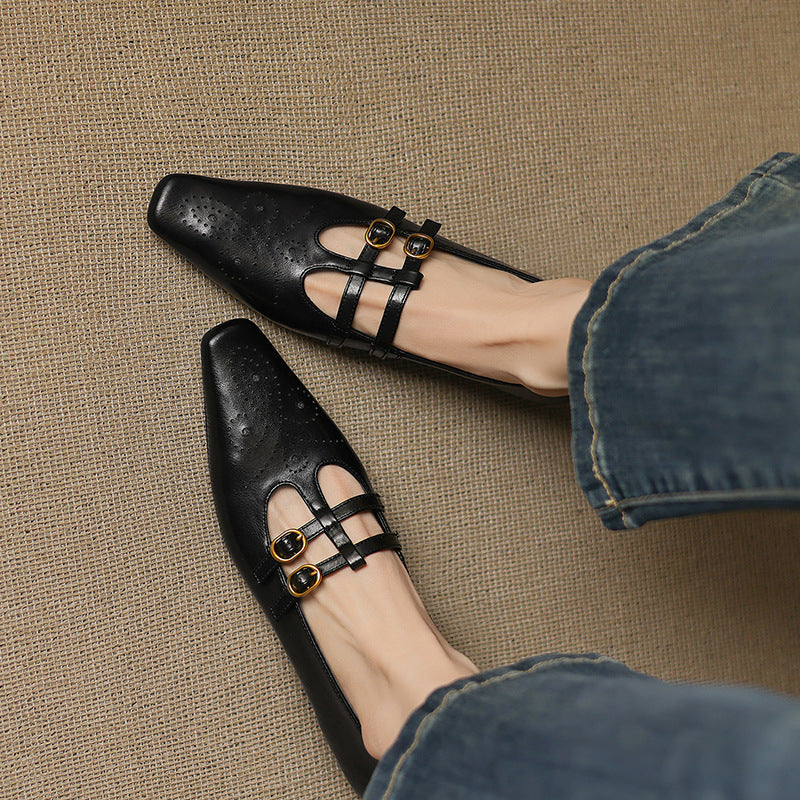 Ceyla | Brogued Double-Strap Mary Jane Flat