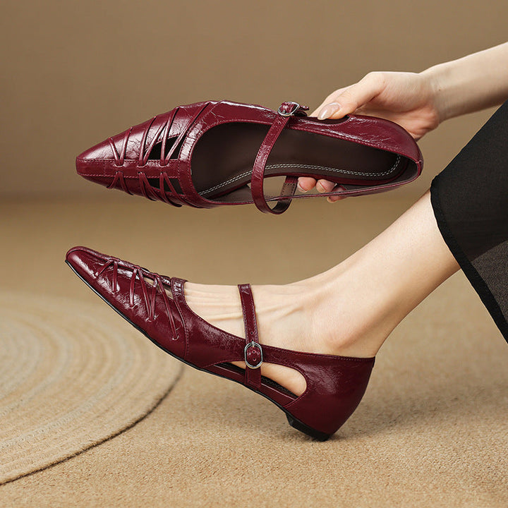 Quenby | Pointed Lattice-Cut Mary Jane Flat