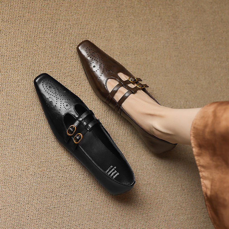 Ceyla | Brogued Double-Strap Mary Jane Flat