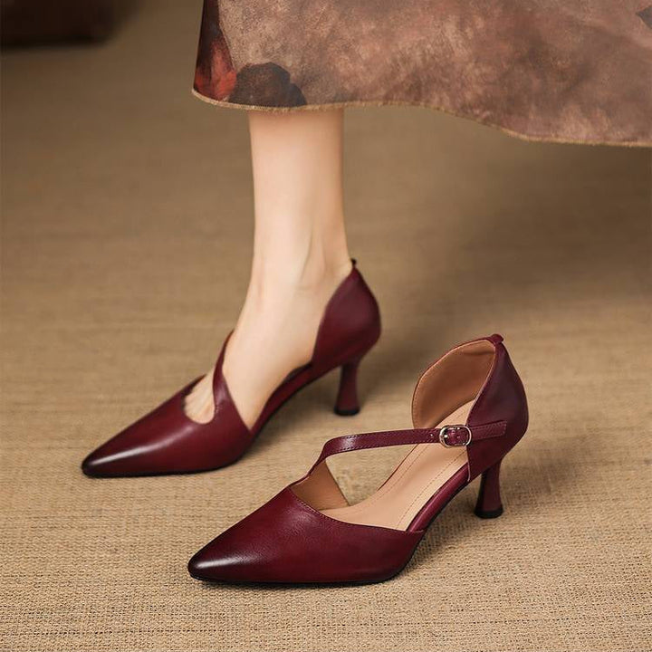 Avena | Genuine Leather Crossover Strap Heels