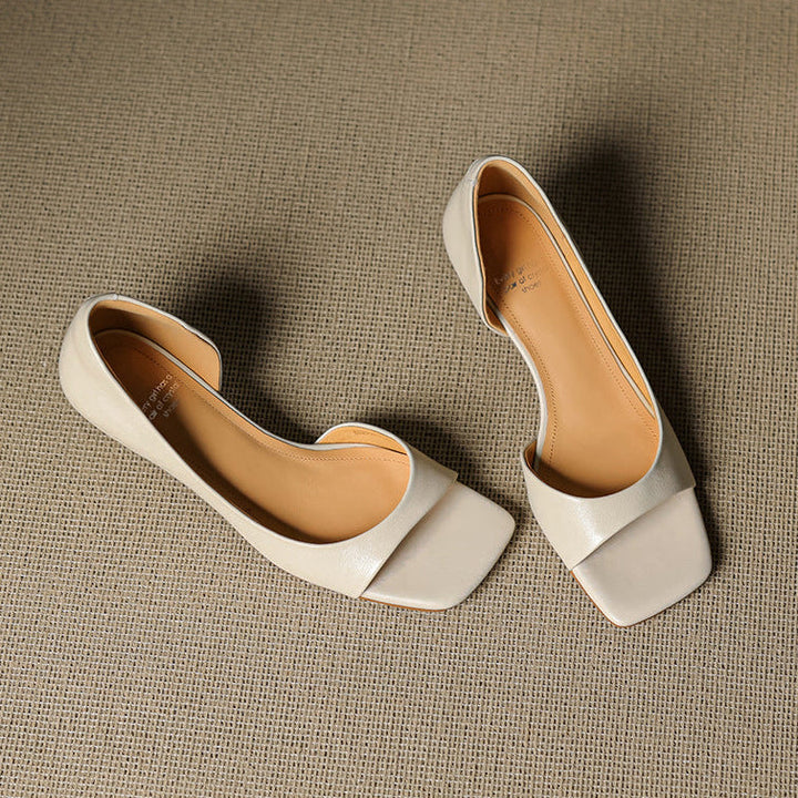 Celin | Peep Toe Genuine Leather Heels
