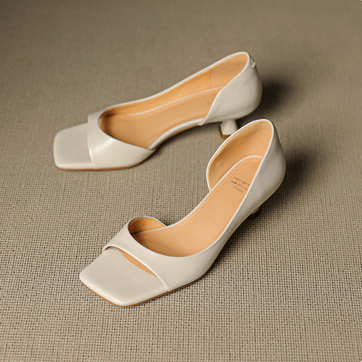Celin | Peep Toe Genuine Leather Heels