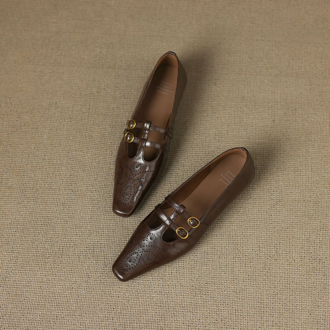 Ceyla | Brogued Double-Strap Mary Jane Flat