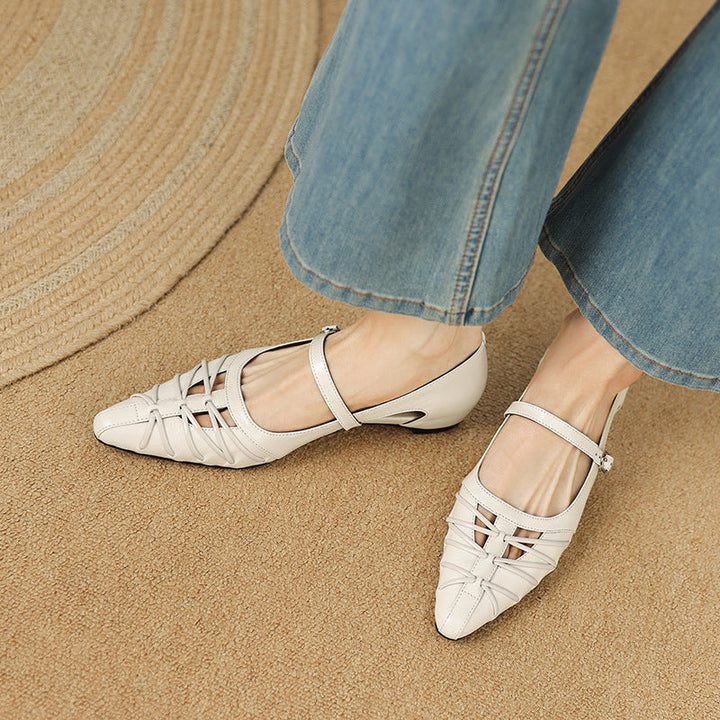 Quenby | Pointed Lattice-Cut Mary Jane Flat