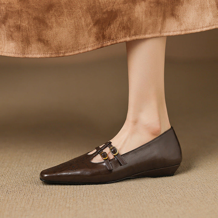 Ceyla | Brogued Double-Strap Mary Jane Flat