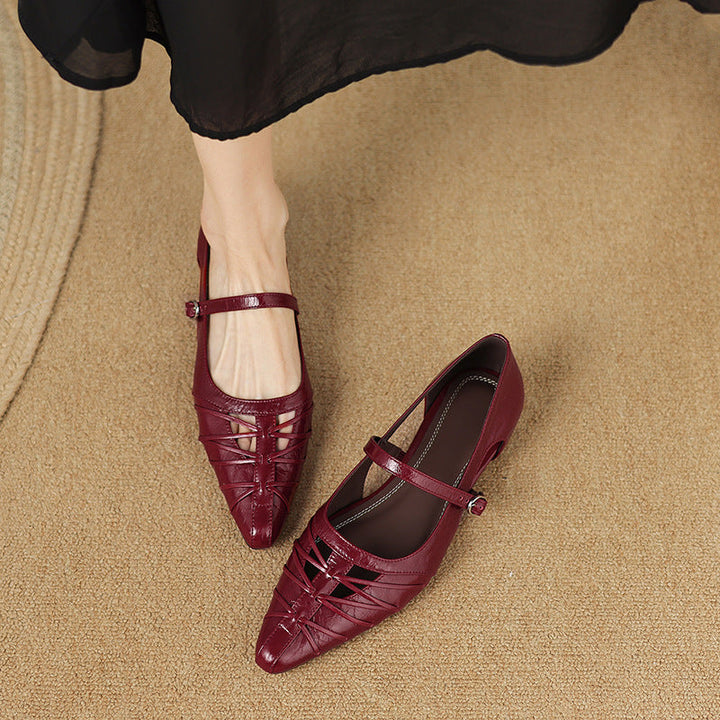 Quenby | Pointed Lattice-Cut Mary Jane Flat
