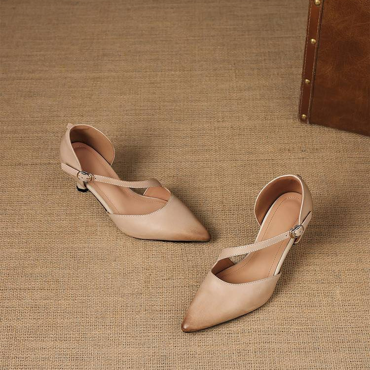 Avena | Genuine Leather Crossover Strap Heels