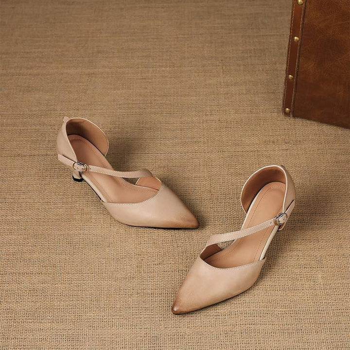 Avena | Genuine Leather Crossover Strap Heels