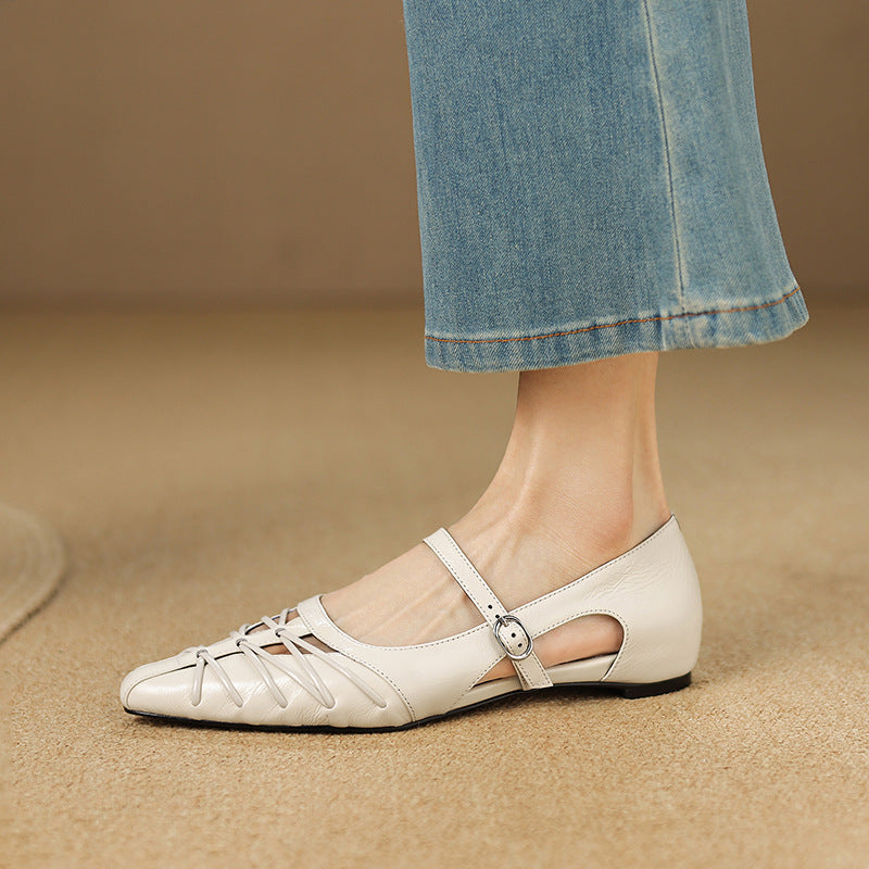 Quenby | Pointed Lattice-Cut Mary Jane Flat