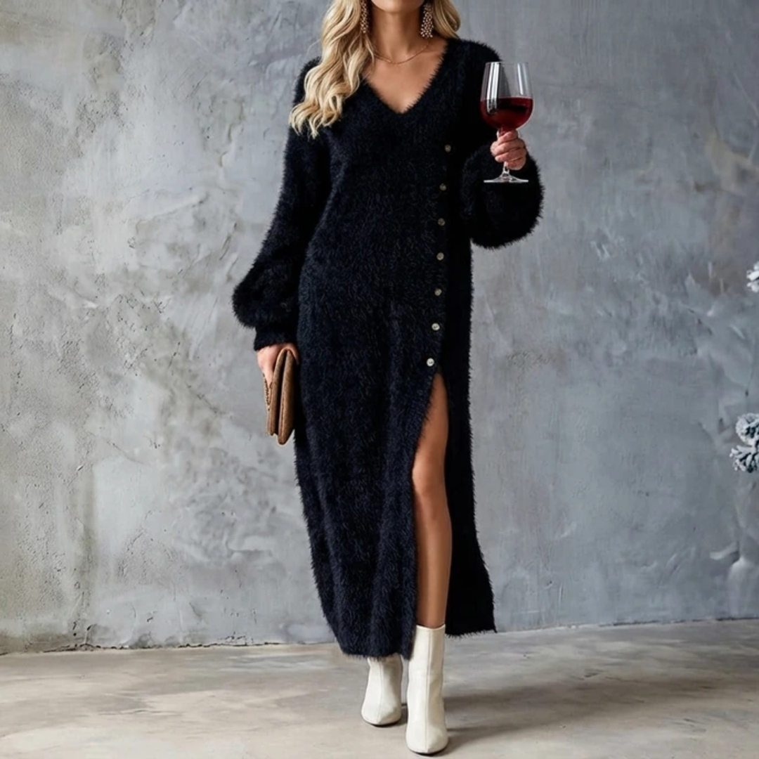 Brielle Holiday Lounge Dress - Cozy, Chic Festive Style