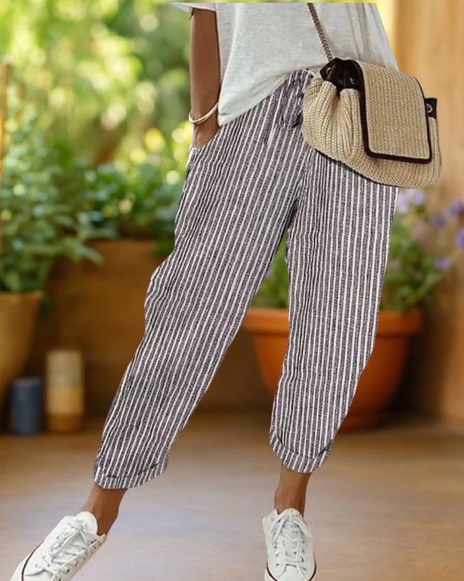Kyoto | Stripe Drawstring Trousers
