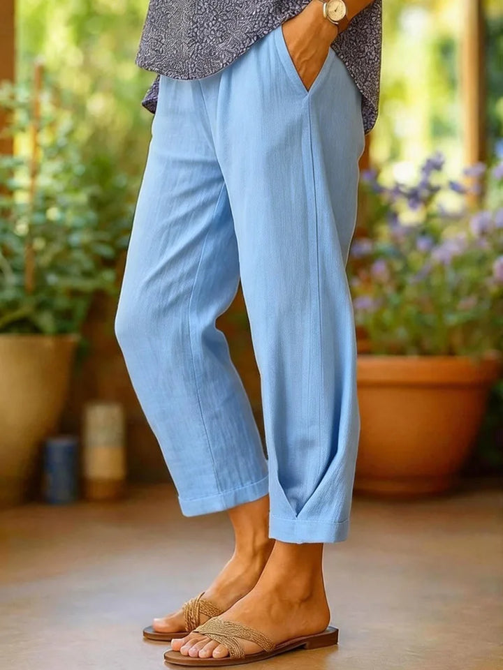 Provence | Linen Solid Cropped Trousers