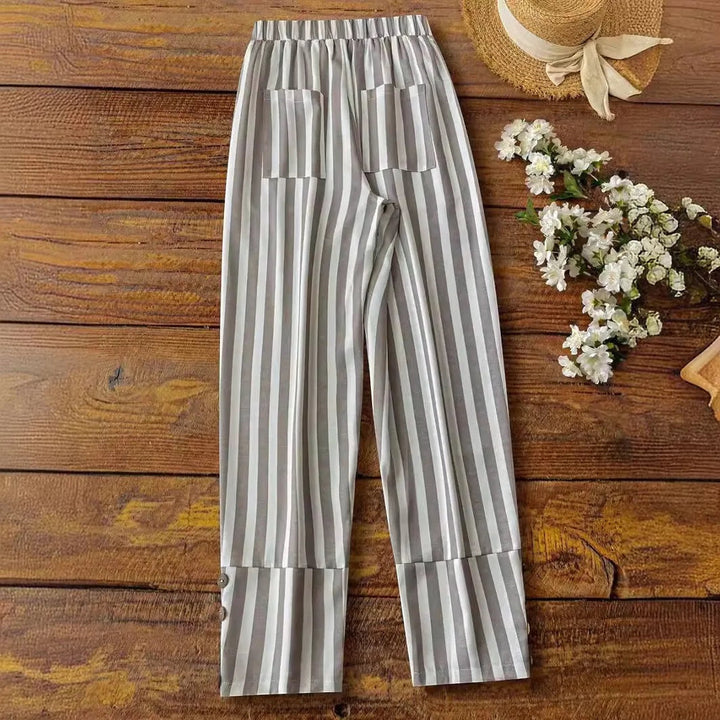 Seville | Stripe Split Wide-Leg Trousers