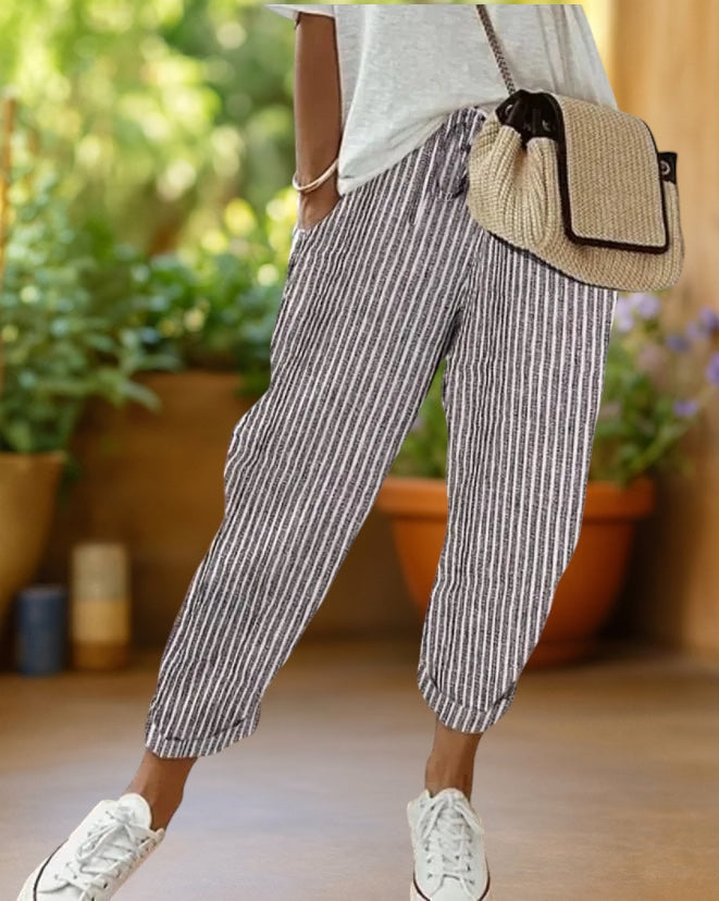 Marlowe | Stripe Drawstring Trousers