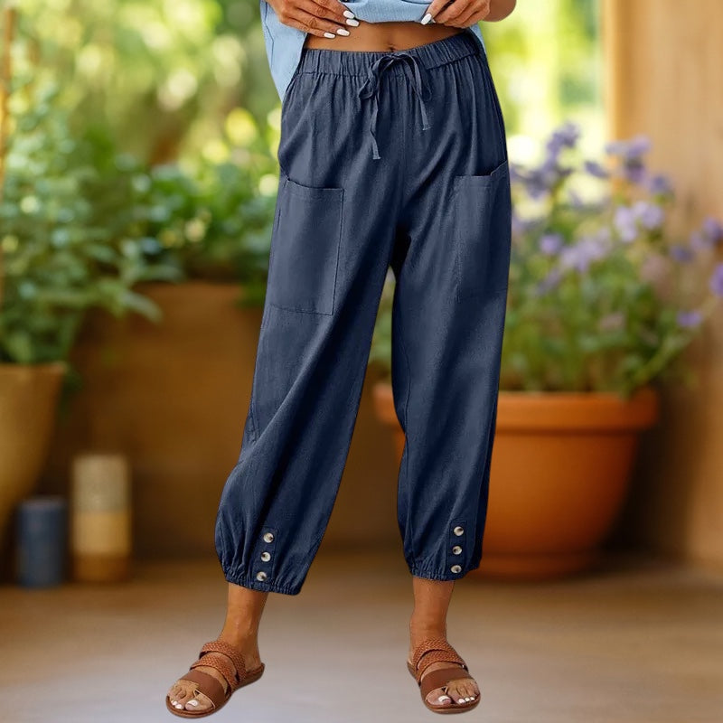 Aurelia | Linen Wide-Leg Crop Trousers