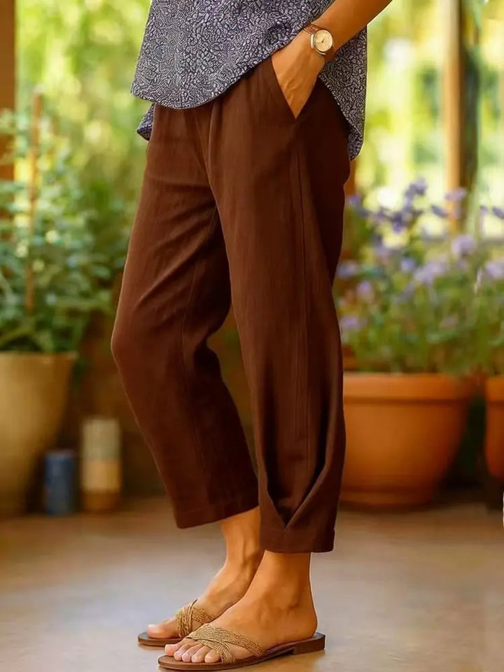 Provence | Linen Solid Cropped Trousers
