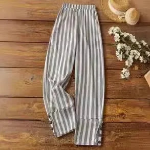 Seville | Stripe Split Wide-Leg Trousers