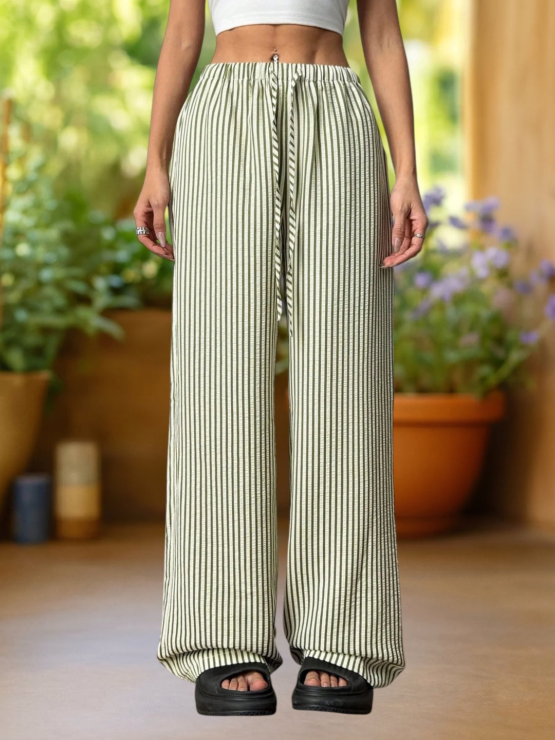 Riviera | Stripe Floor Trousers